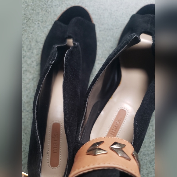 Avon Mark Black Suede Studded Open Toe Ankle Boots- Sz 9 - Picture 5 of 15